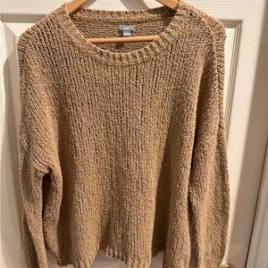 Aerie Cozy Tan Knit Crew Neck Sweater